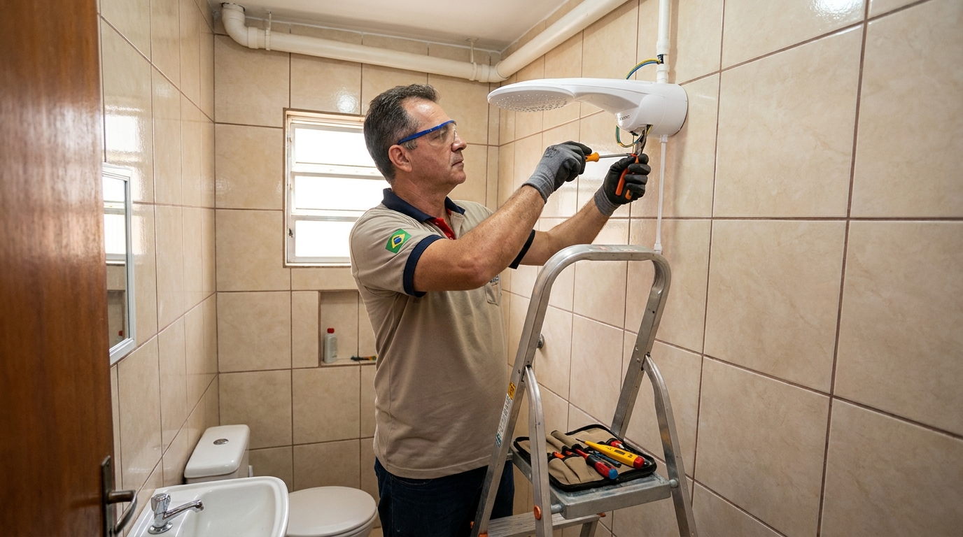 Substituição de Chuveiro Antigo em Goiânia‑GO